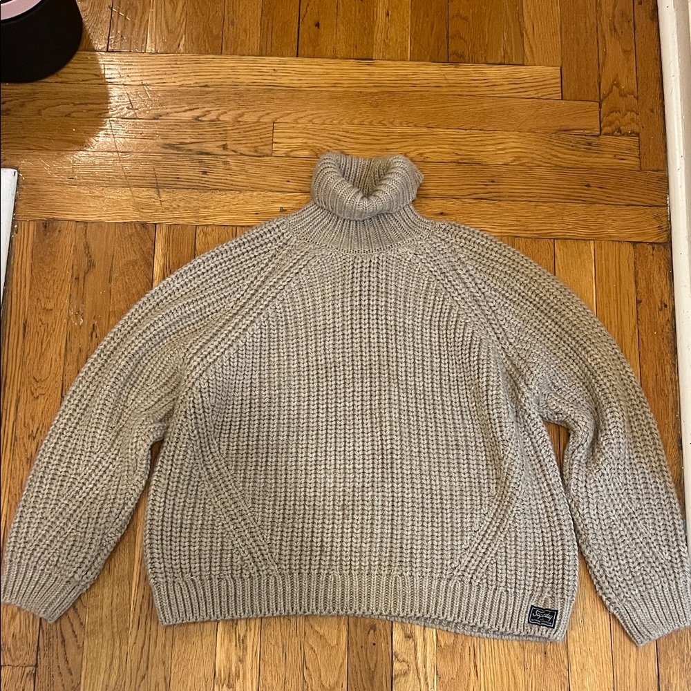 Superdry Taupe Turtleneck Chunky Knit Sweater